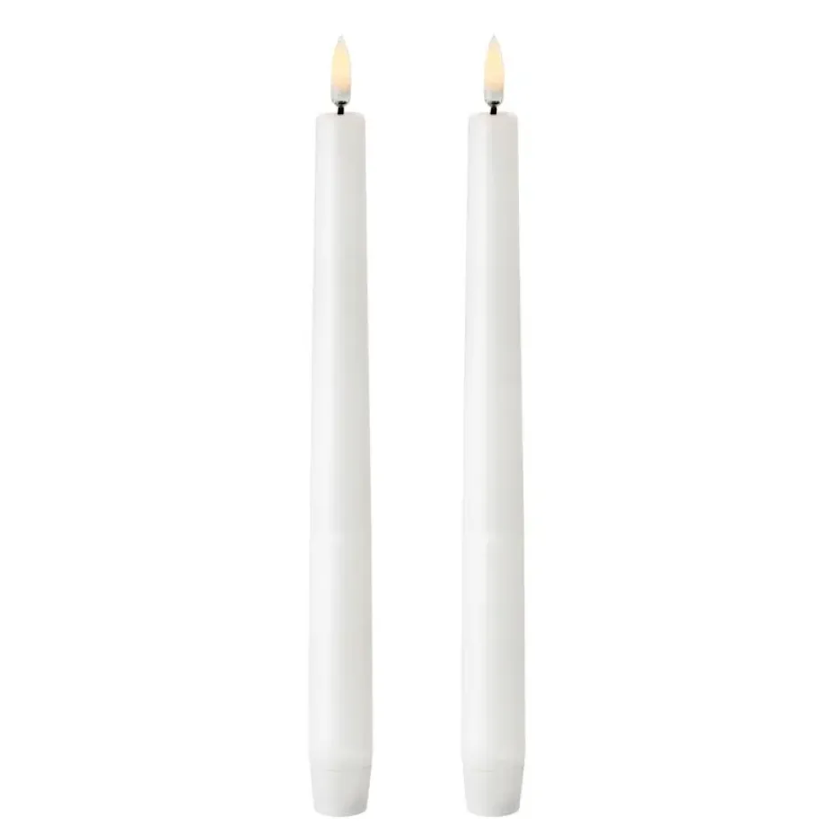 2 Velas alargadas LED Uyuni blanco, 25,2 cm