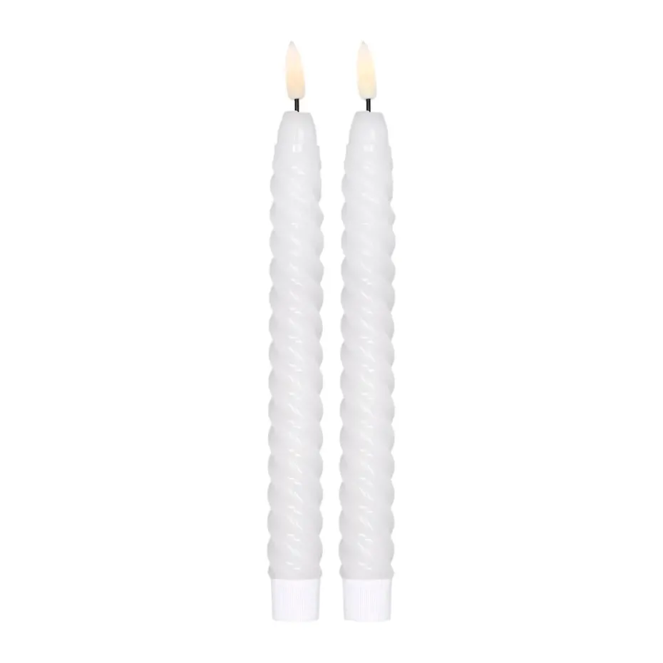 2 Velas LED Twisted 25 cm, blanco