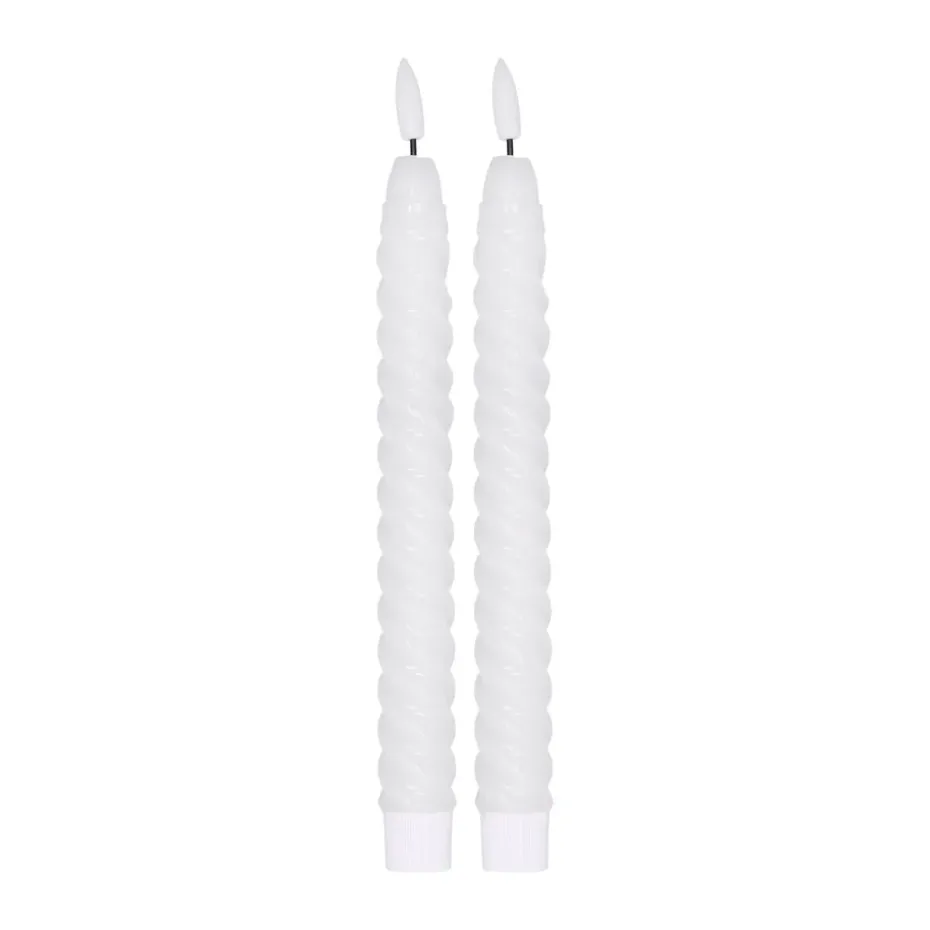 2 Velas LED Twisted 25 cm, blanco