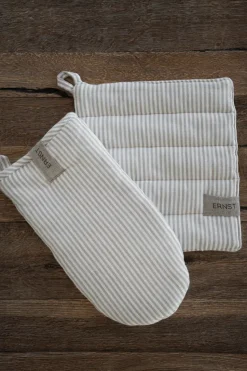 Agarradera Ernst a rayas 23x25 cm, Beige-blanco a rayas