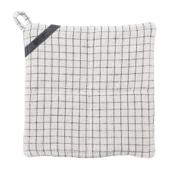 Agarrador de olla Ernst a cuadros 25x25 cm, Cuadros natural-negro