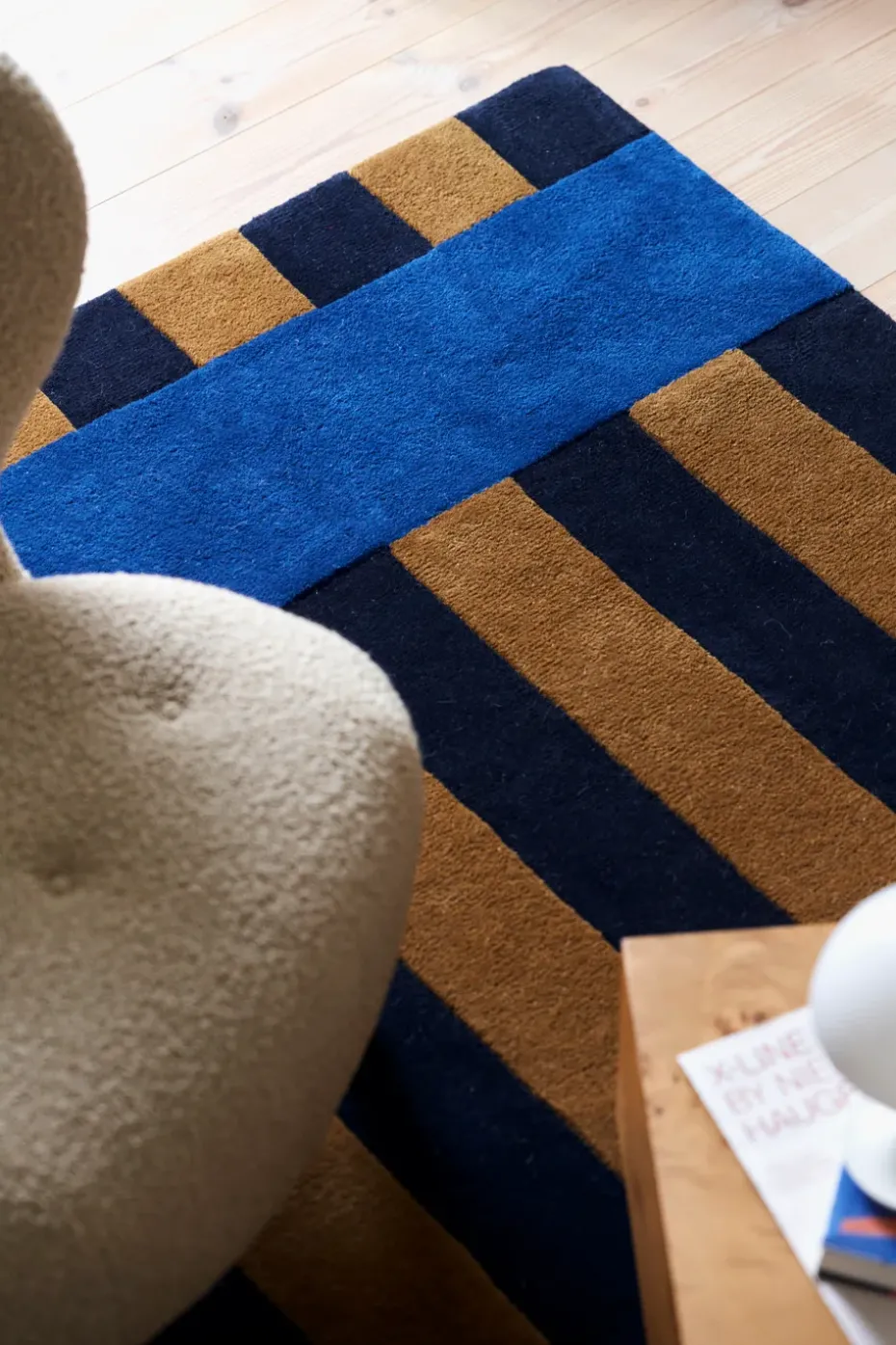 Alfombra de lana Aisles, Azul, 170x240 cm