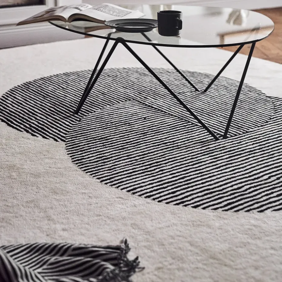 Alfombra de lana Circles blanco natural, 200x300 cm
