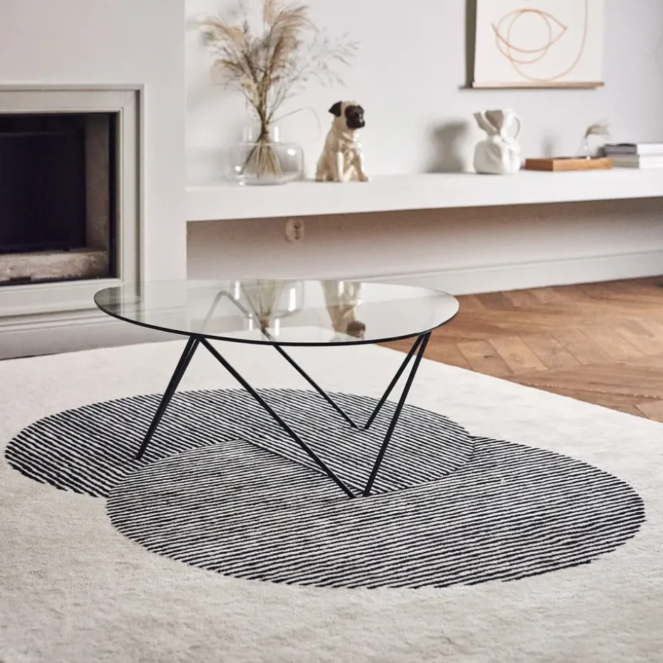 Alfombra de lana Circles blanco natural, 200x300 cm