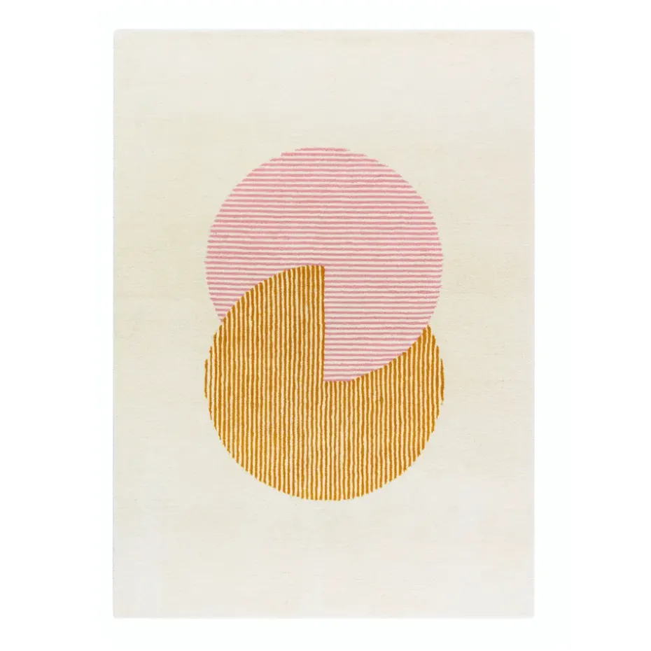 Alfombra de lana Circles rosa, 170x240 cm
