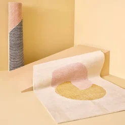 Alfombra de lana Circles rosa, 170x240 cm