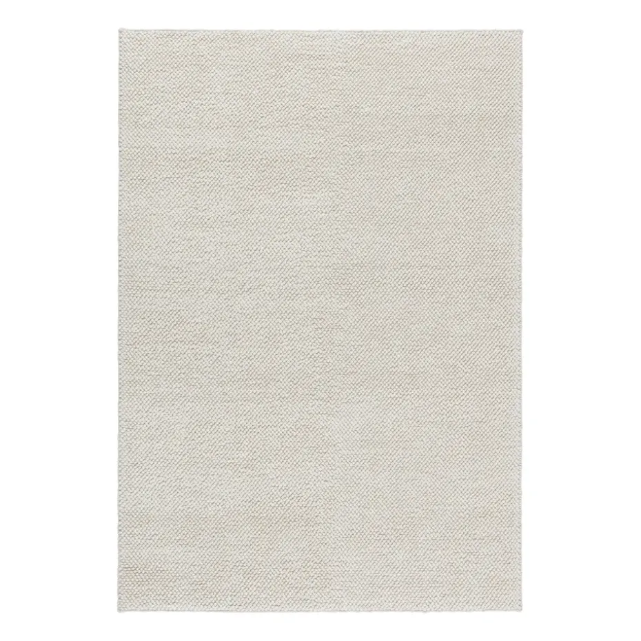 Alfombra de lana Flock blanco natural, 200x300 cm