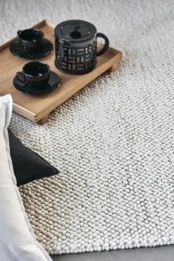 Alfombra de lana Flock blanco natural, 200x300 cm