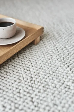 Alfombra de lana Flock blanco natural, 170x240 cm