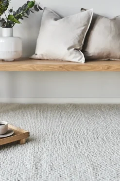 Alfombra de lana Flock blanco natural, 170x240 cm