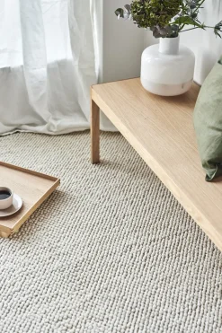 Alfombra de lana Flock blanco natural, 170x240 cm