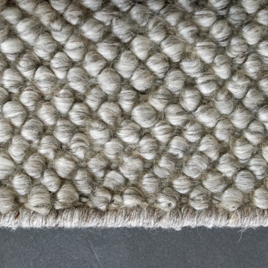 Alfombra de lana Flock gris natural, 200x300 cm