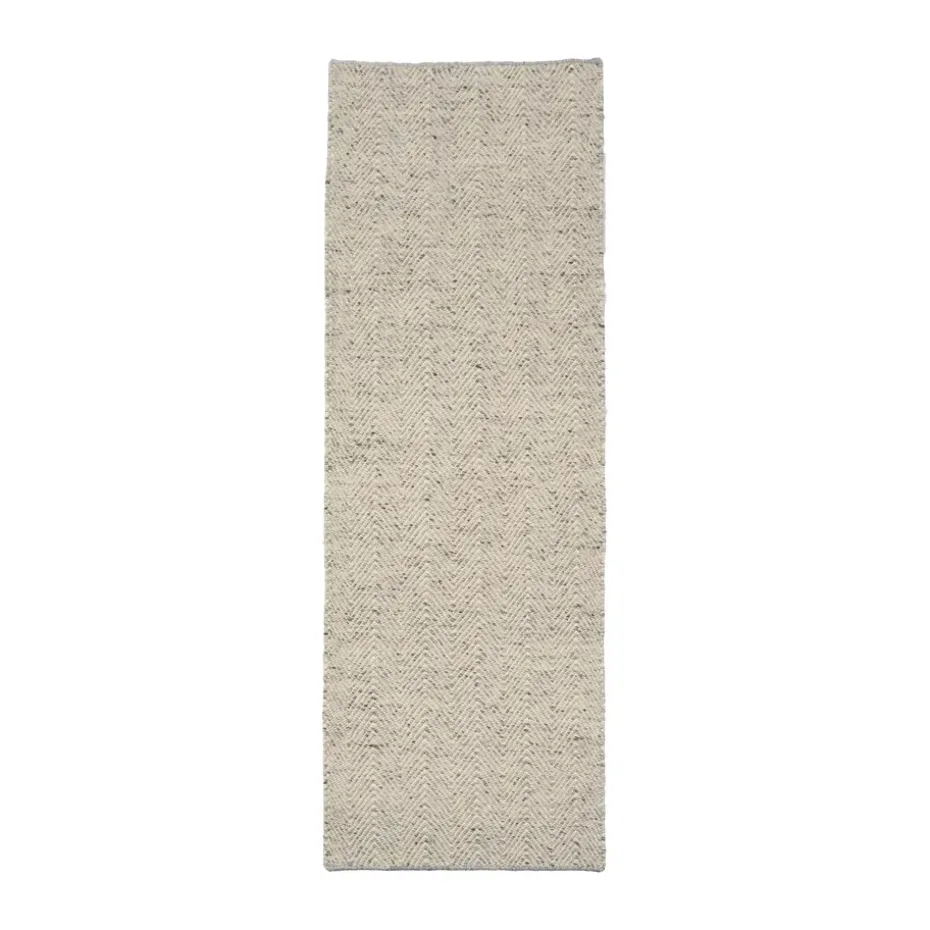 Alfombra de lana Furrow blanco natural/gris, 80x240 cm