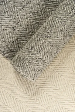 Alfombra de lana Furrow blanco natural/gris, 80x240 cm