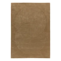 Alfombra de lana Levels circles beige, 200x300 cm