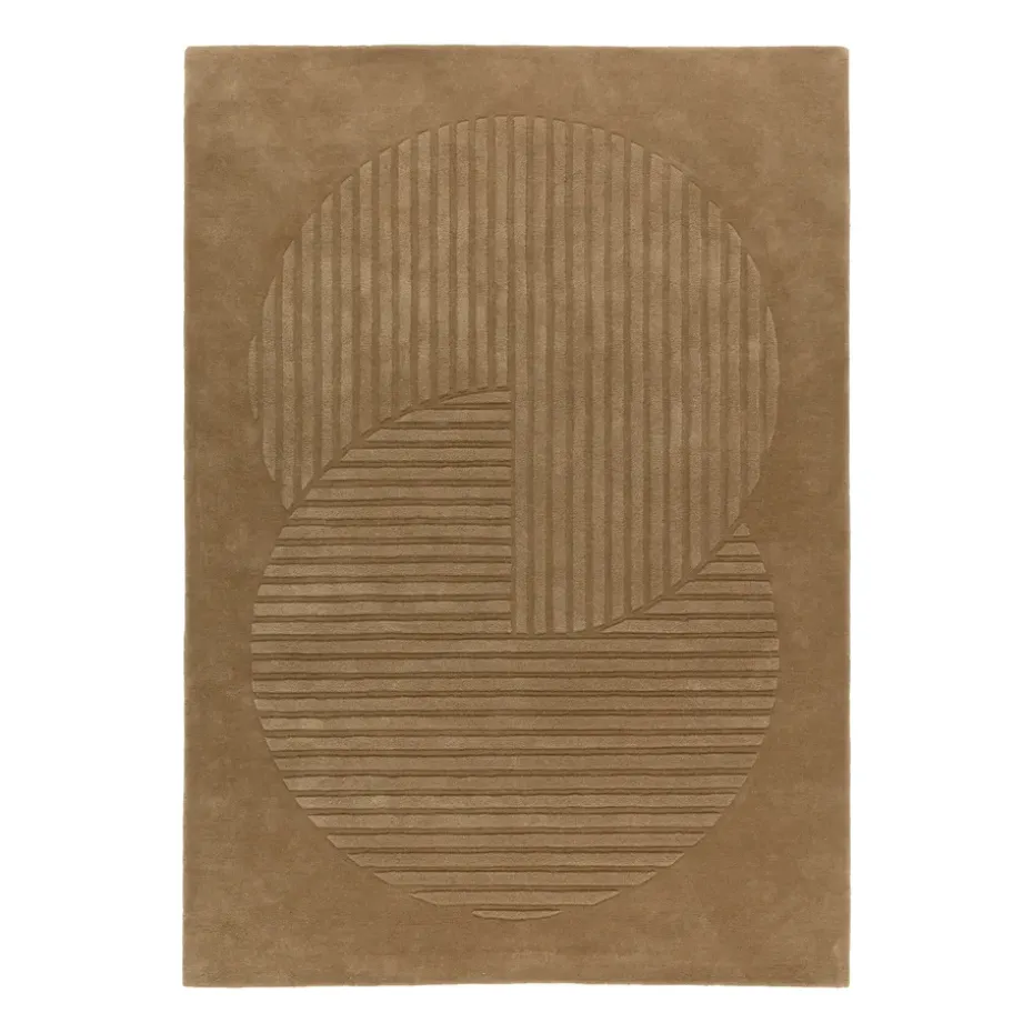 Alfombra de lana Levels circles beige, 200x300 cm