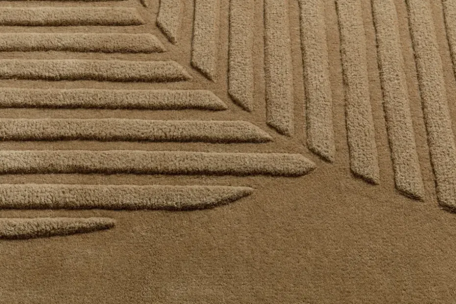 Alfombra de lana Levels circles beige, 200x300 cm