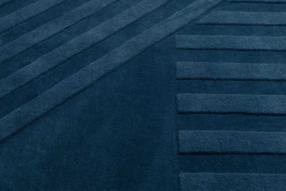 Alfombra de lana Levels stripes azul, 200x300 cm