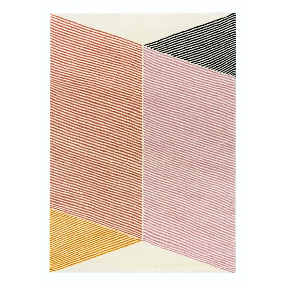 Alfombra de lana Rectangles rosa, 170x240 cm