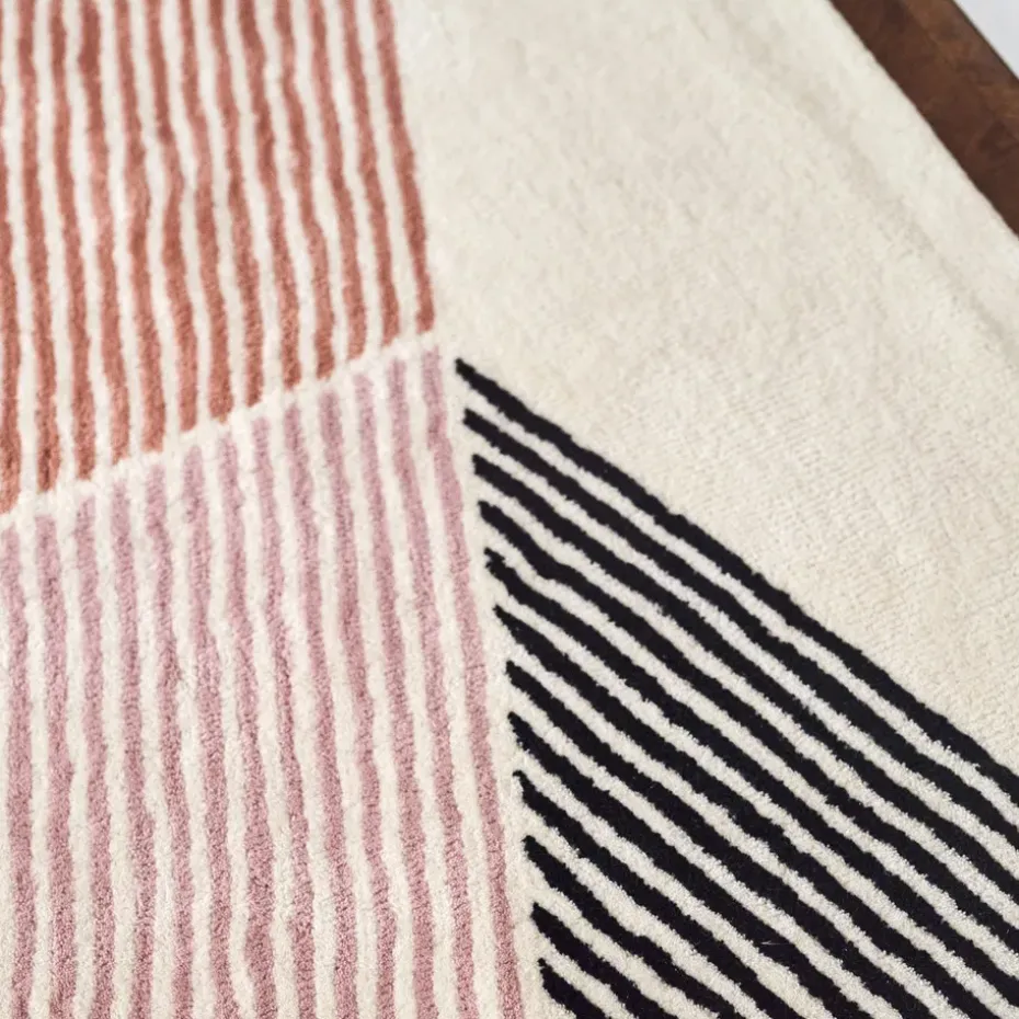 Alfombra de lana Rectangles rosa, 170x240 cm