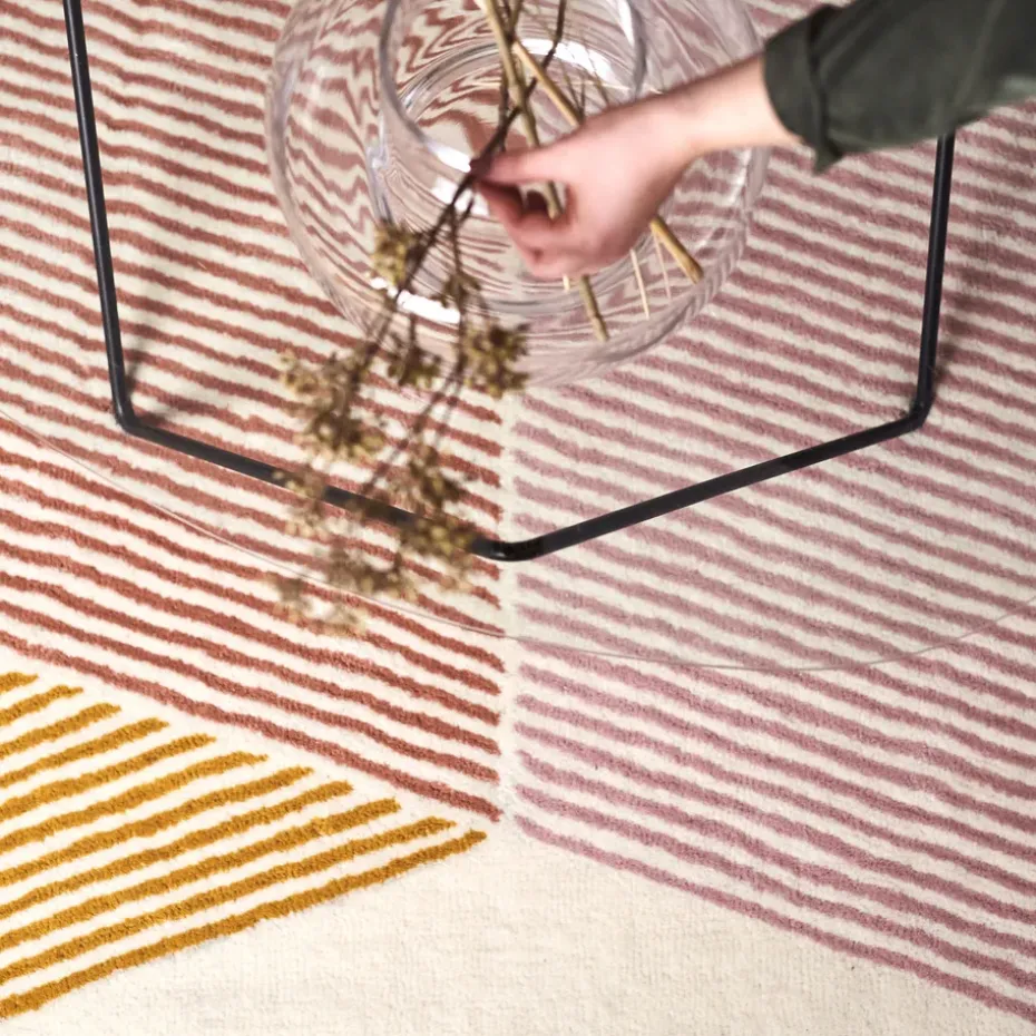 Alfombra de lana Rectangles rosa, 170x240 cm