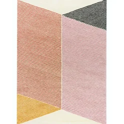 Alfombra de lana Rectangles rosa, 200x300 cm