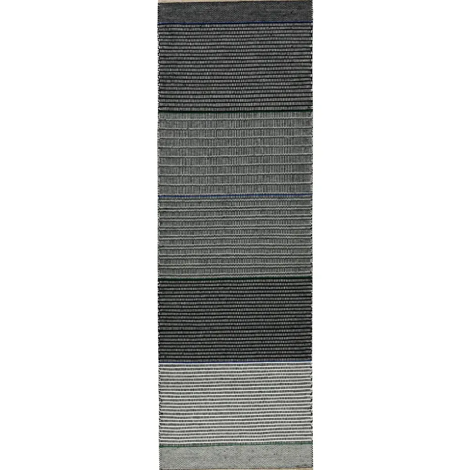 Alfombra de lana Tribulus One 80x250 cm, negro, blanco, azul, verde