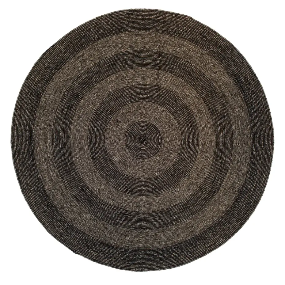Alfombra de yute Ella Ø150 cm, negro-natural