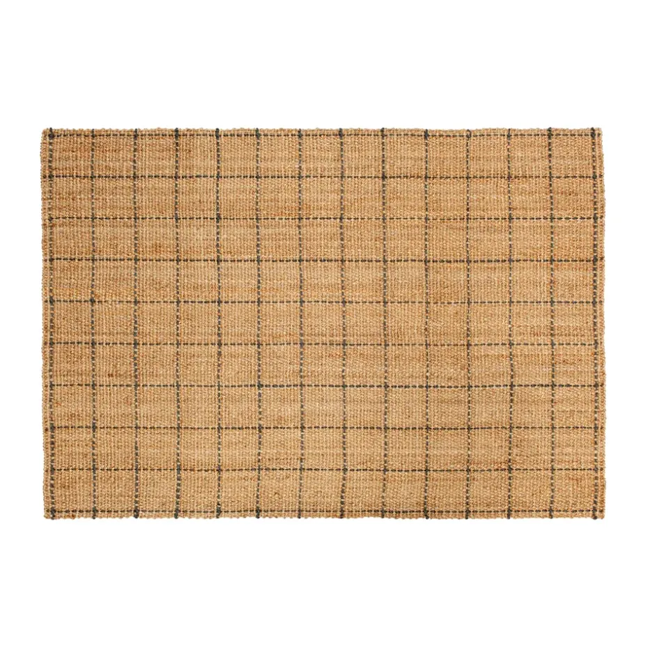 Alfombra de yute Freja a cuadros 160x230 cm, Natural-dark grey