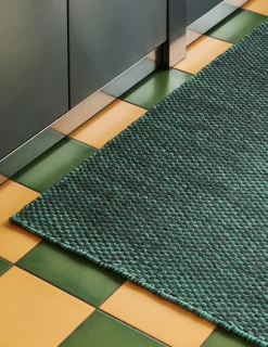 Alfombra kelim Moiré 80x200 cm, Emerald green