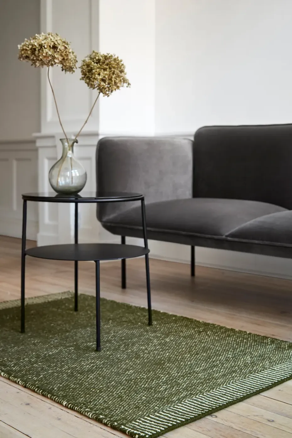 Alfombra Rombo verde musgo, 90x140 cm