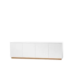 Aparador Beam, Lacado blanco, base de roble aceitado