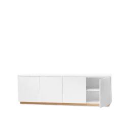 Aparador Beam, Lacado blanco, base de roble aceitado blanco