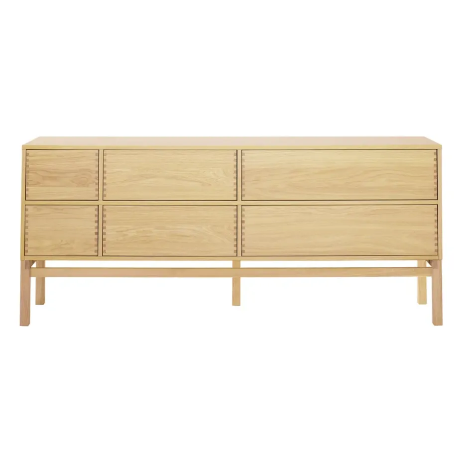 Aparador Hylte 6 cajones 172x73 cm, Roble