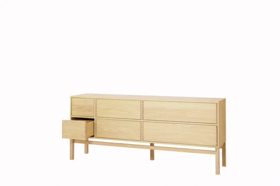 Aparador Hylte 6 cajones 172x73 cm, Roble