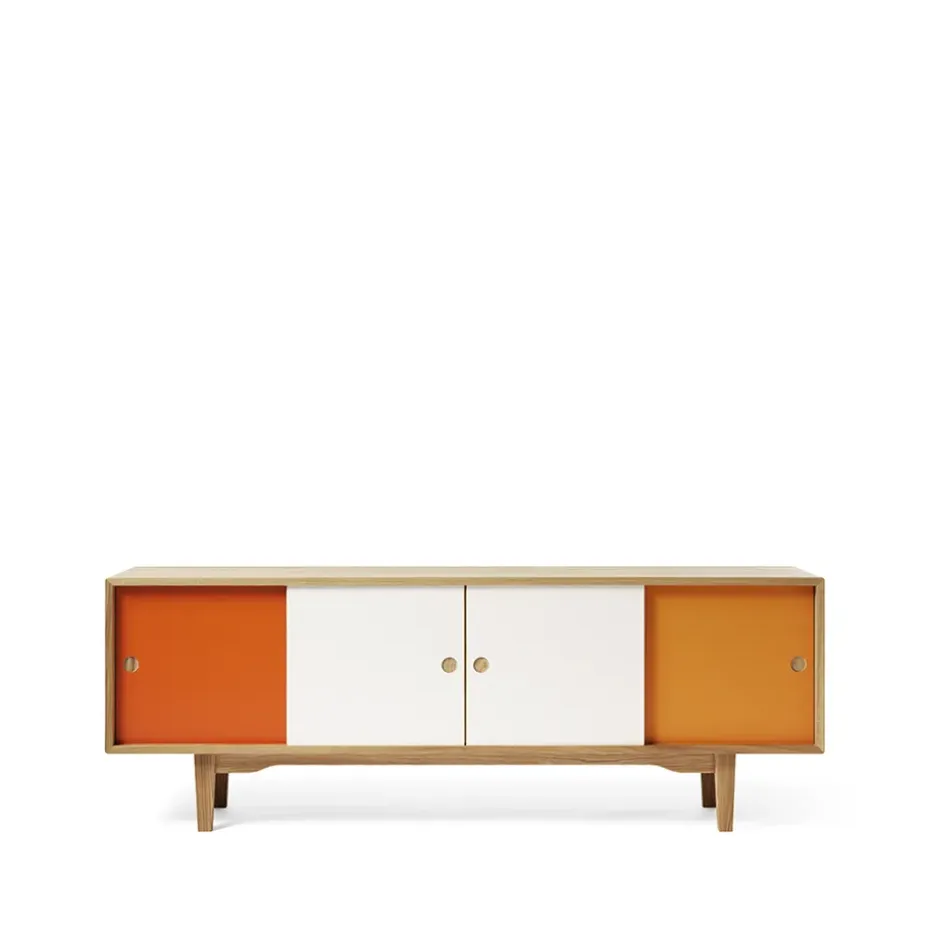 Aparador Moodi 180, Naranja/blanco, cuerpo de roble
