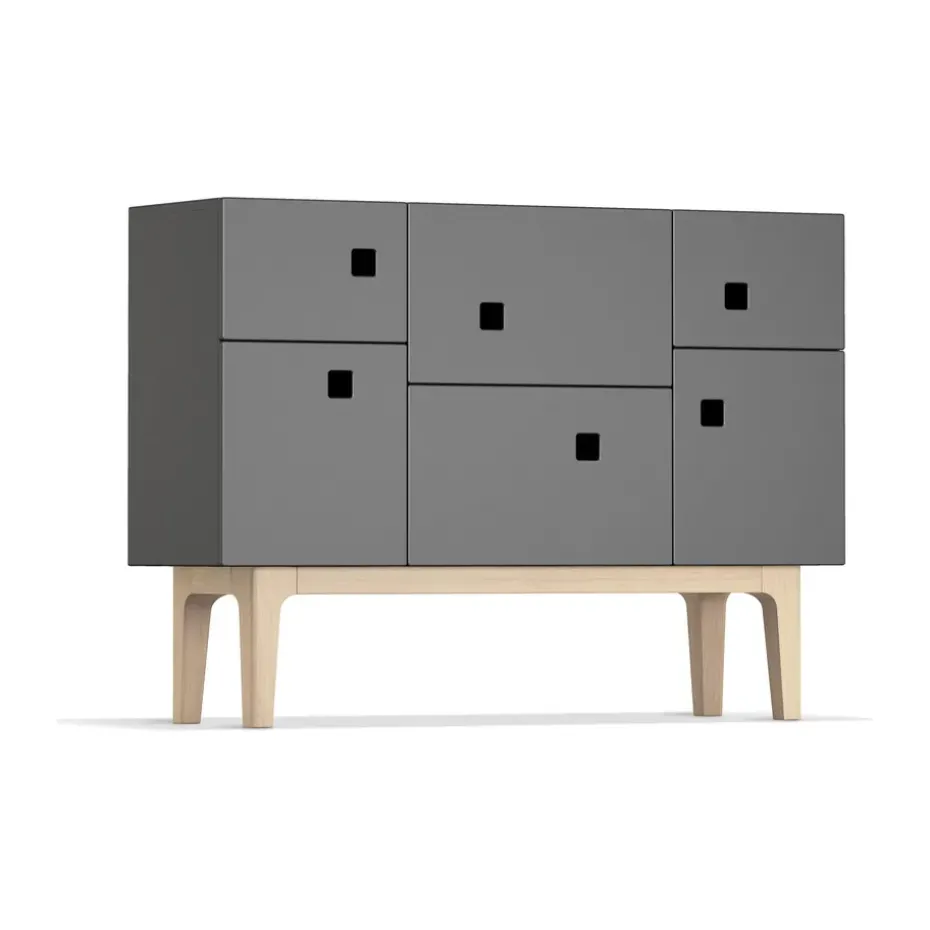 Aparador Peep C2, Slate grey, roble pigmentado blanco