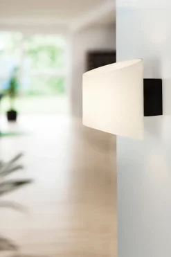 Aplique de pared oval Evoke, Antracita-vidrio opalino