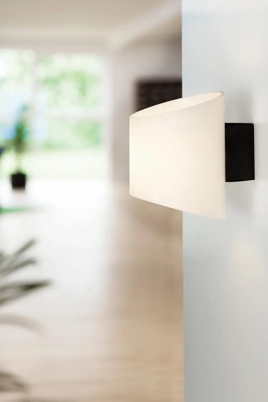 Aplique de pared oval Evoke, Antracita-vidrio opalino