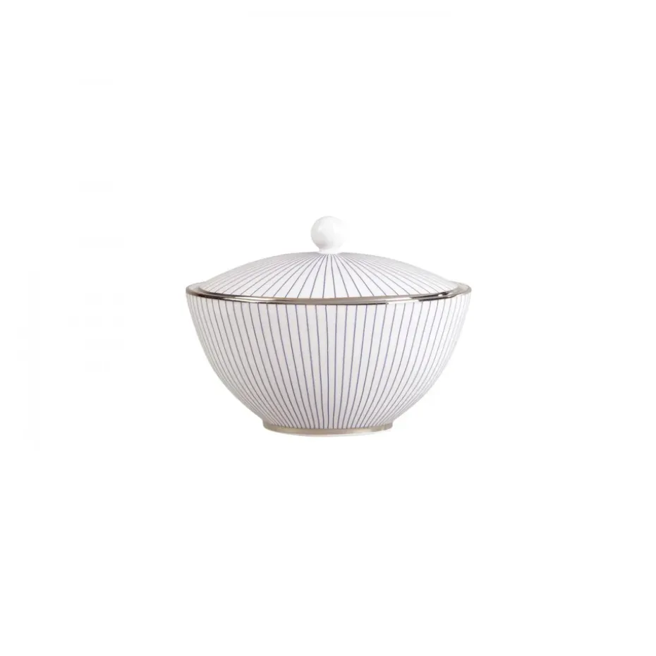 Azucarero con tapa Pinstripe, blanco