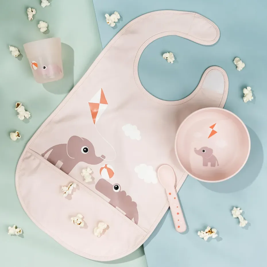 Babero con velcro Playground, Powder