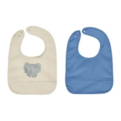 Babero Erik Elefant 2 piezas, Beige-azul