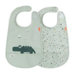 Baberos con velcro Croco 2-pack, Green