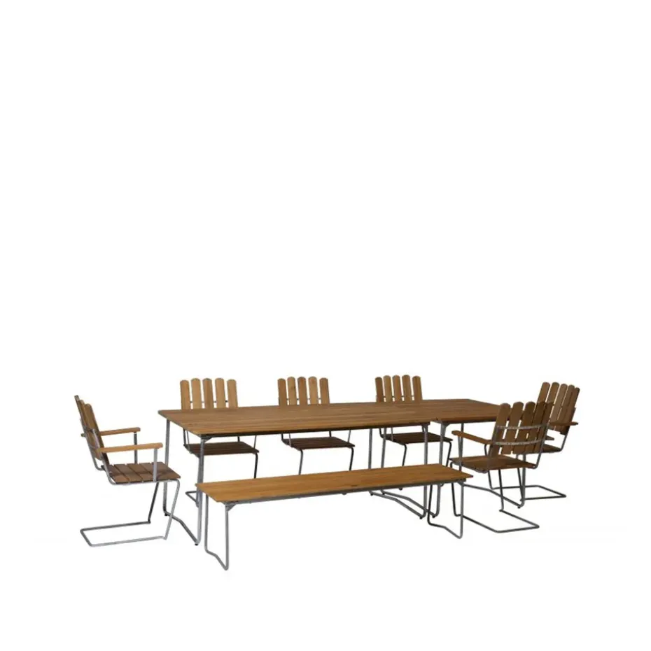 Banco 9, Roble aceitado-170 cm-galvanizado en caliente
