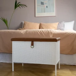 Banco con cajón Frank, Blanco-coñac