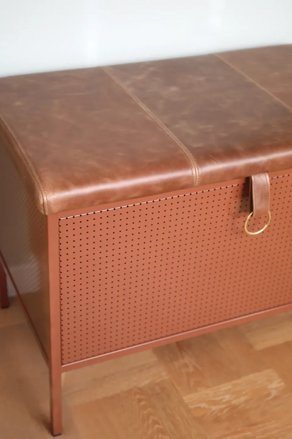 Banco con cajón Frank, Cinnamon-vintage cognac