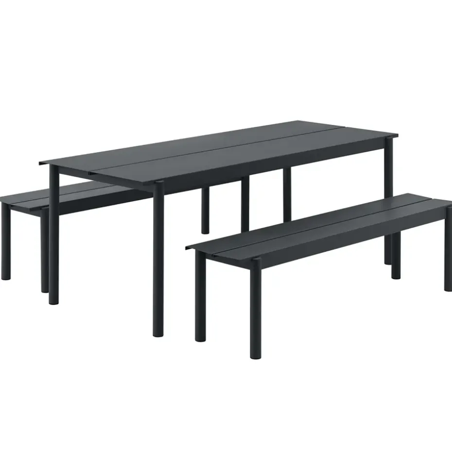 Banco de acero Linear steel bench 170 cm, Black