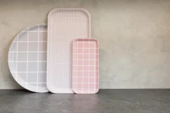 Bandeja Checks & Stripes 13x27 cm, Rosa-blanco