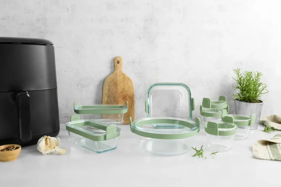 Bandeja de vidrio rectangular para Air fryer Lékué , pack de 2, Transparente