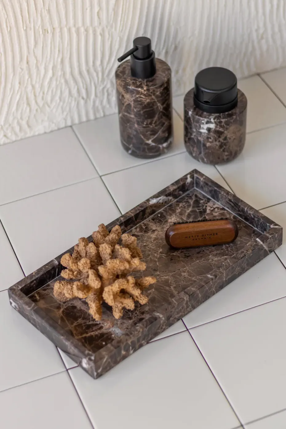 Bandeja decorativa Marble 16x31 cm, Marrón